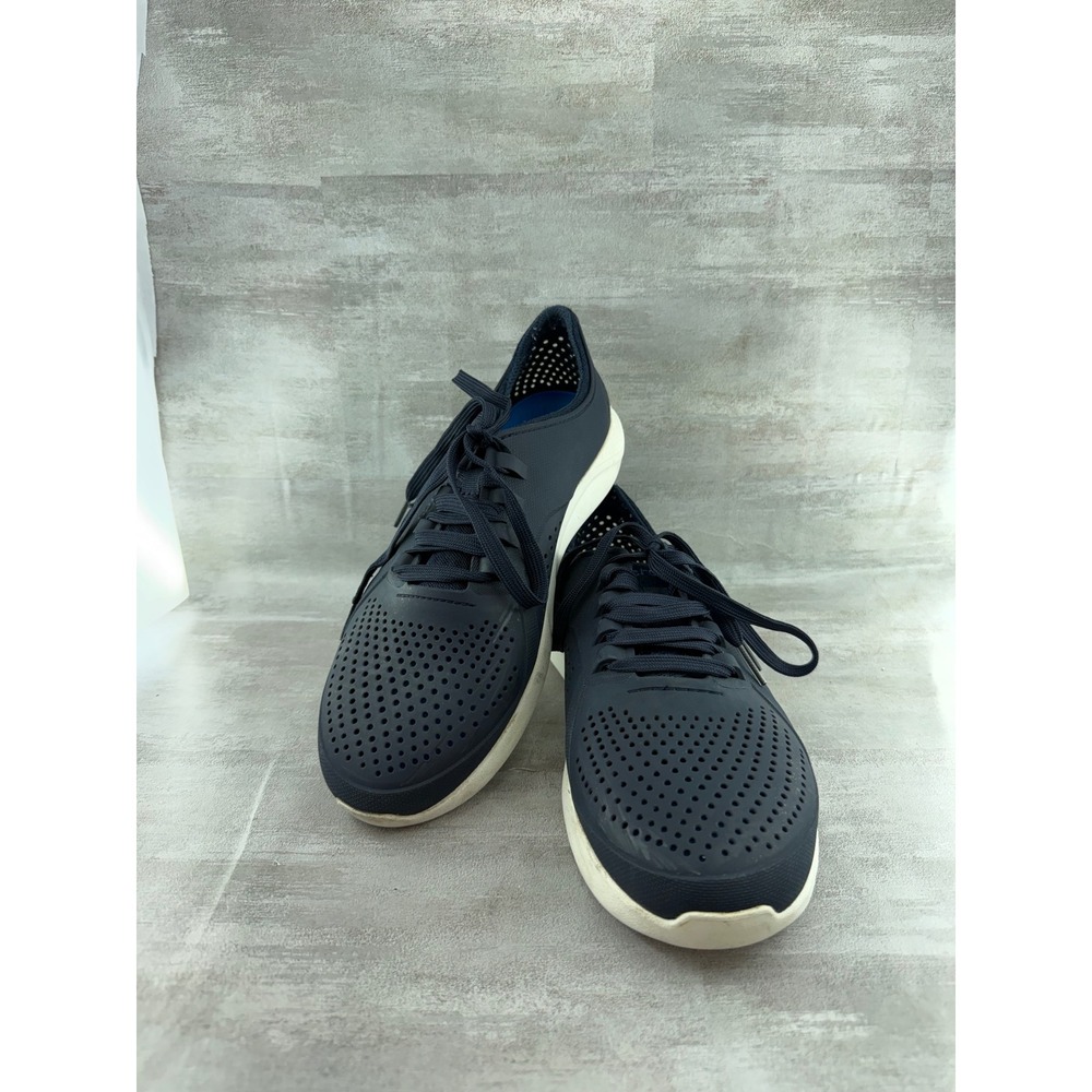 Crocs LiteRide Pacer Men Sz 10 Navy Blue White Lace Up Sneakers 204967